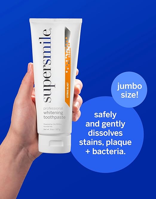 Supersmile Professional Teeth Whitening Toothpaste - Fluoride Free for Visibly Brighter Smile - Whitens up to 6 Shades
