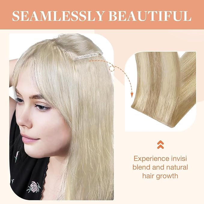 GOO GOO Invisi Edge Clip in Hair Extensions Set 12inch 85g 5pcs Injected Seamless PU Clip ins and 2pcs Classical PU Clip ins Virgin Real Human Hair #P18A/613A