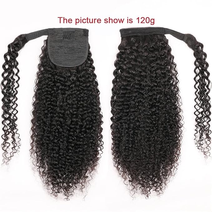 Hair Accessories 12-26 Inch Curly Ponytail Real Hair Extensions Ponytail Curly Wrap Black Wig Hair Slices for Black Women Wig Hair Bun Hair Pieces For Women(24inches 100g)
