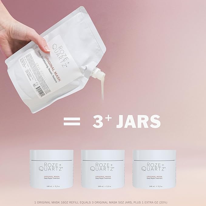 Roze + Quartz® Original Hair Mask ? Deep Conditioning Hair Treatment for Dry Damaged Hair (16 Fl Oz REFILL)