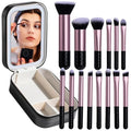 BS-MALL Makeup Brushes Set 14 Pcs with LED Light Mirror ? Premium Cosmetic Tools for Flawless Beauty Routines (Black)
