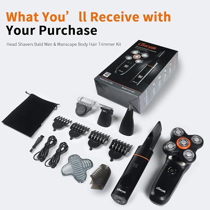 Head Shavers Bald Men&amp Manscape Body Hair Trimmer KitWaterproof Head Shaver for Bald Men with Body Hair Trimmer for Groin/Pubic/Balls USB-C Rechargeable with LED Display
