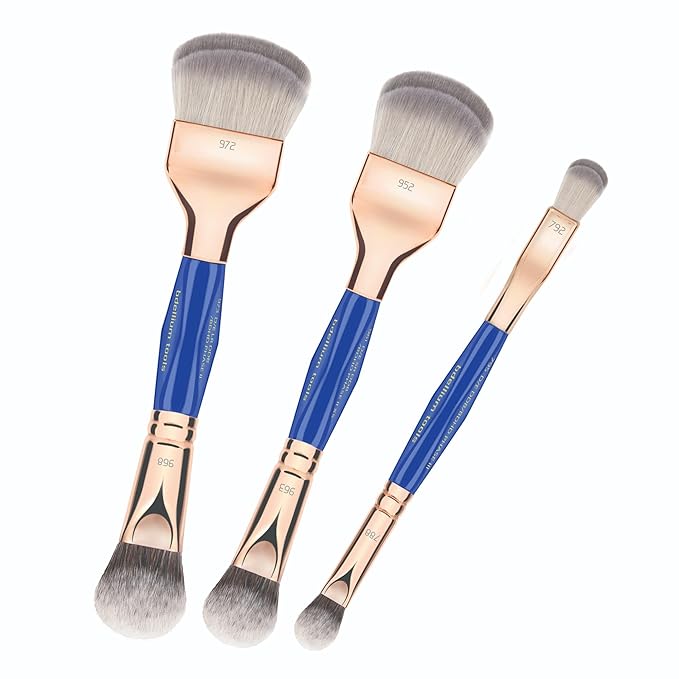 Bdellium Tools Professional Makeup Brush Golden Triangle Double-Ended Double Dome Blender/BDHD Brush 3pc. Set with 973 961 795 double-ended