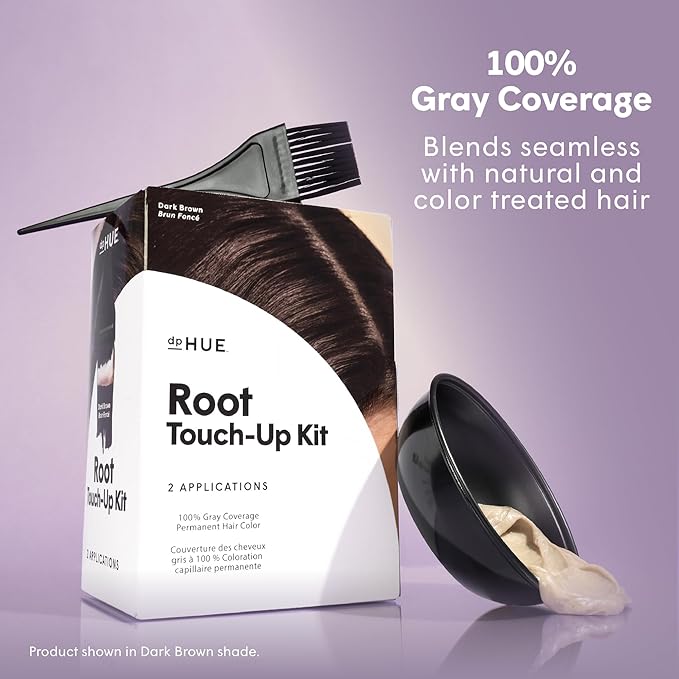 dpHUE Root Touch-Up Kit Light Brown - Permanent Hair Color for Gray Coverage - Includes Two Applications - Paraben SLS &amp SLES Sulfate Free - Leaping Bunny Certified