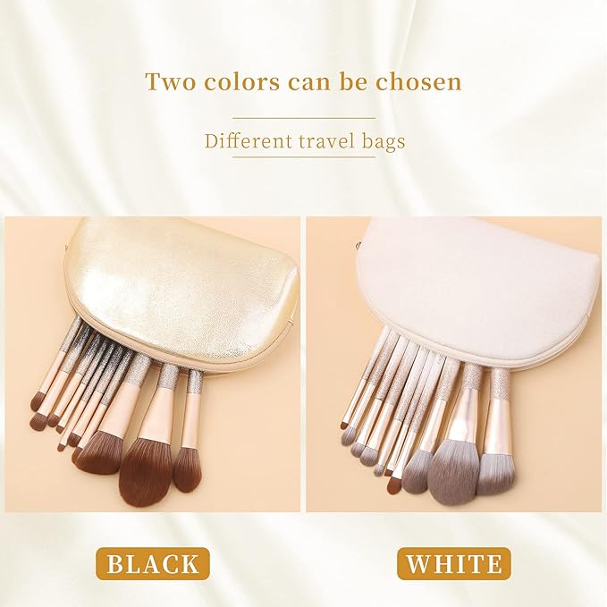 Natural Hair Makeup Brush Set Professional Sable Makeup Brushes Set with Case Natural Hair Brushes Makeup Set Glitter Make up Brushes Set Professional Natural Makeup Brushes - ORRA Black
