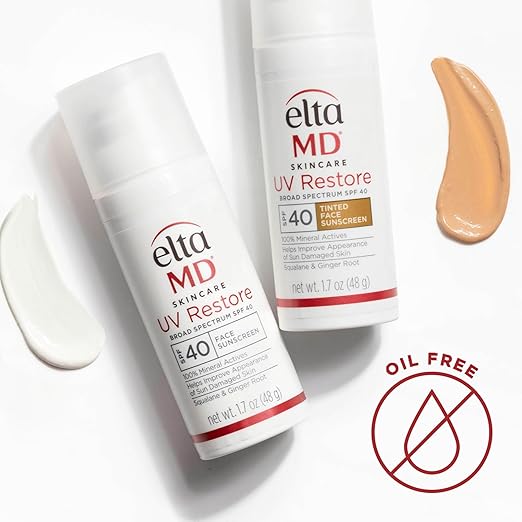 EltaMD UV RestoreFace Sunscreen SPF 40 Mineral Sunscreen for Sun Damaged Skin Repair Anti-Aging Zinc Oxide Sunscreen Formula