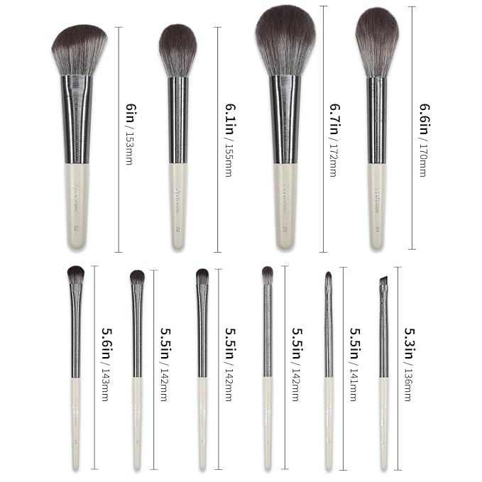 DUcare Makeup Brushes Set Professional 10pcs Foundation Blush Face Contour Powder Brush Eyeshadow Eyeliner Eyebrow Lip Liquid Cream Blending Make up Brush Kit Synthetic Essential