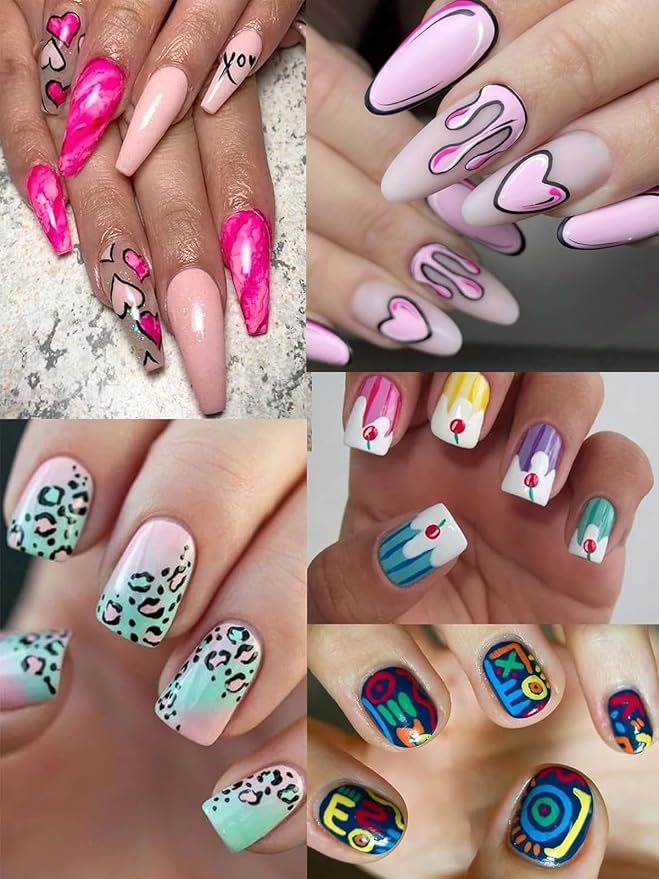 12 Color 3D Nail Art Pens Set Kalolary Nail Pens Nail Point Graffiti Dotting Pen Drawing Painting Liner Brush for DIY Nail Art Beauty Adorn Manicure Tools