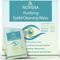 NOVEHA Eyelid &amp Lash Wipes | For Itchy Dry Eyes Styes &amp Blepharitis | lid and lash Cleansing Wipes Hypoallergenic &amp Soothing For Sensitive Eyes Pack of 60