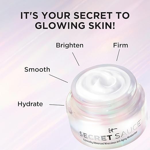 IT Cosmetics Secret Sauce Anti-Aging Face Moisturizer - Hydrating &amp Plumping Moisturizer Face Cream For Fine Lines Wrinkles &amp Dark Spots - Vegan - Day or Night Facial Moisturizer - 2 fl. oz