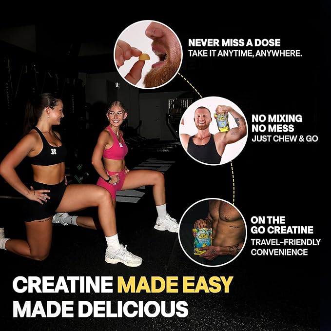 Creatine Monohydrate Gummies for Men &amp Women 5000mg - Made in USA Potency Tested Vegan Supports Muscle Growth Strength &amp Cognitive Function Non-GMO Gluten-Free Lemon Flavored Creatine 150