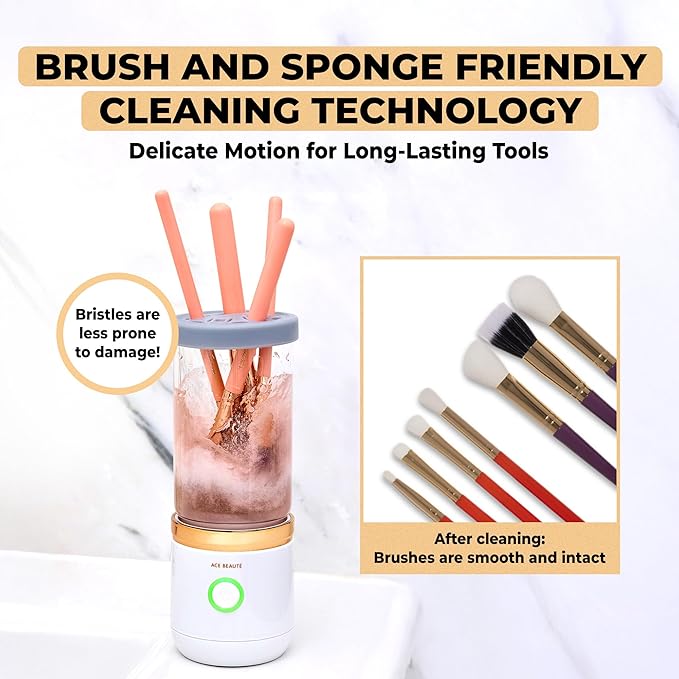 Ace Beaut? Premium Electric Makeup Brush Cleaner Machine Automatic Sponge and Make Up Brush Cleaner Rechargeable and Efficient Deep Cleaning Tool for Beauty Enthusiasts and Professionals