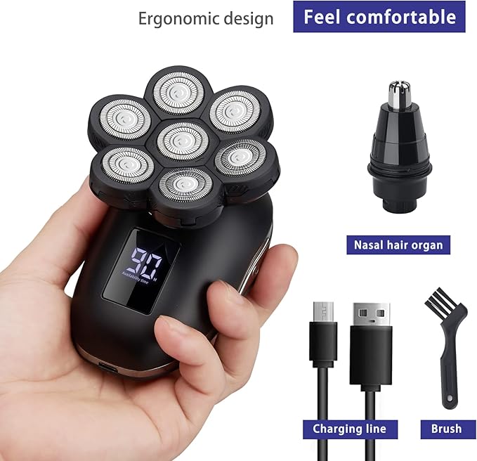 Electric Head Shavers for Bald Men Head Razor for Men with Nose Hair Sideburns Trimmer LEDTravle Lock