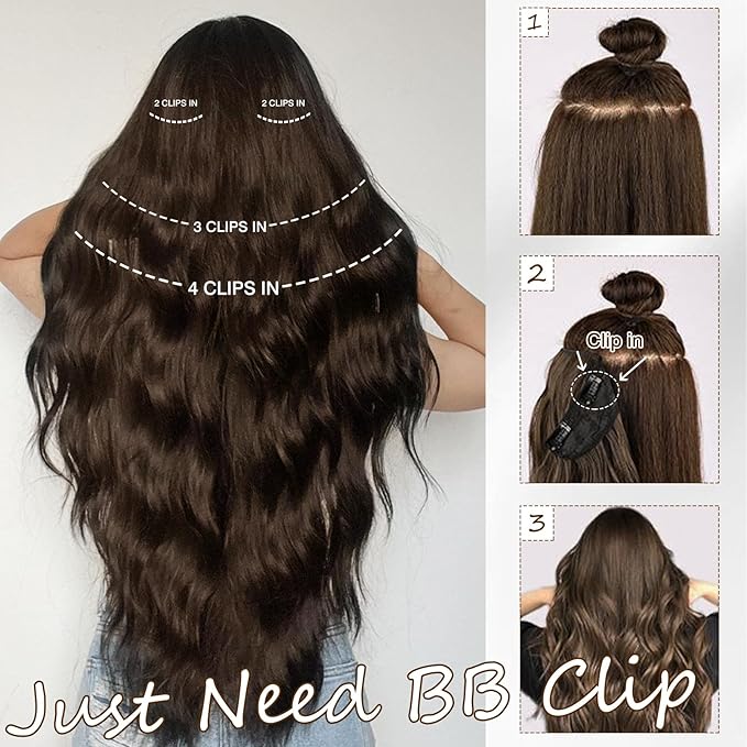 Hair Extensions Long Wavy Clip In Hair Extensions Bleach Blonde Synthetic Hair Extensions Clip Ins 4PCS Thick and Blend Well Fiber Hairpieces for Women 20 Inch