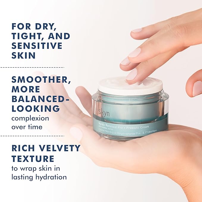 skyn ICELAND Nordic Renewal Pre and Probiotic Face Cream Supports Skin Microbiome Barrier Hydration and Radiance. Moisturizer for Dry Sensitive Skin 1.6 Fl Oz