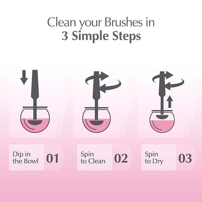 Luxe Electric Makeup Brush Cleaner Pink USB Charging Station 3 Adjustable Speeds Cleaner to Instantly Wash and Dry Your Makeup Brushes