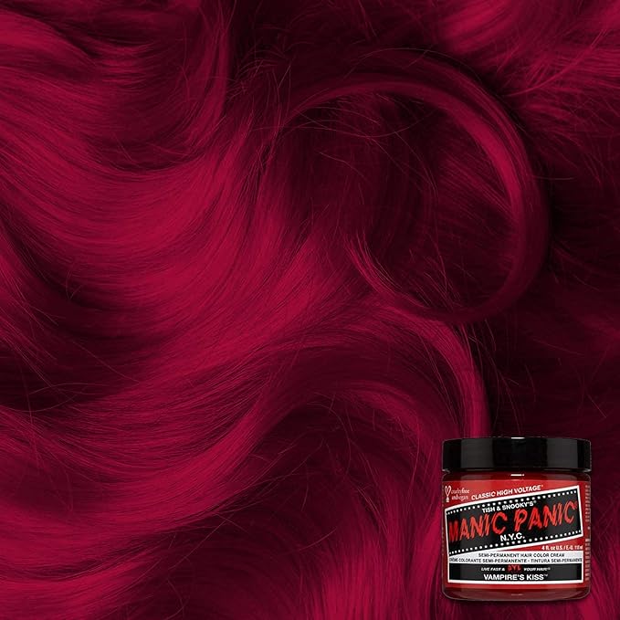 MANIC PANIC Classic Vampire's Kiss Semi Permanent Hair Color - Medium Red Hair Dye for Women &amp Men That Lasts 4-6 Weeks - Vegan Ammonia &amp Cruelty-Free - Create &amp Mix Custom Shades (4oz /