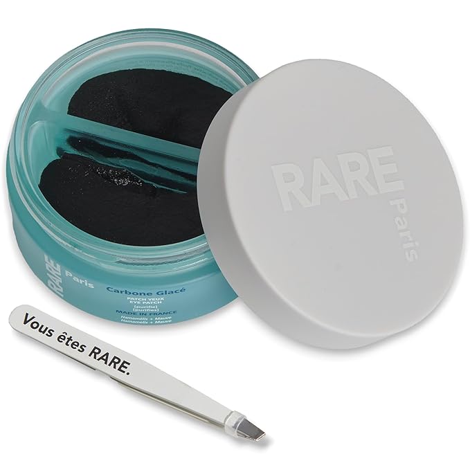 RARE Paris - Carbone Glac? - Purifying Carbon Black Under Eye Patches - Cleanses &amp Tightens - With Hamamelis &amp Mallow - Purifying Firming &amp Revitalizing - Multi-draft Serum Formula - 30