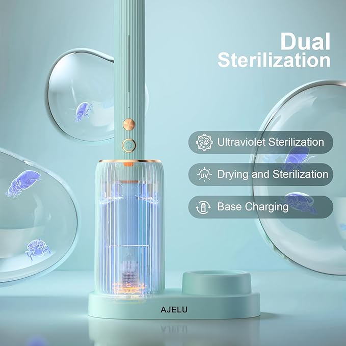 Rechargeable Sonic Toothbrush with Drying Holder 8 Brush Heads Smart Timer Waterproof Design ? Mint Green Edition
