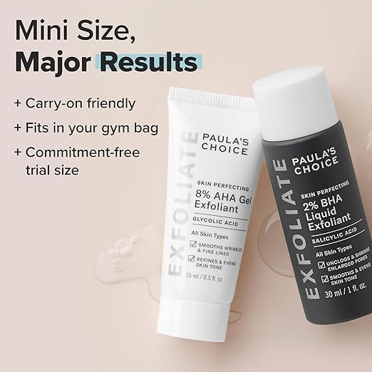 Paula's Choice SKIN PERFECTING 8% AHA Gel Exfoliant &amp 2% BHA Liquid Duo - Facial Exfoliants for Blackheads Enlarged Pores Wrinkles and Fine Lines w/Glycolic and Salicylic Acid