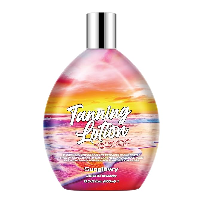 Bronzing Brown Lotion for Indoor Tanning Beds Lotions with Bronzer and Accelerator Indoor Outdoor Suntan Lotion for Sunbeds w/Tattoo Protecting Formula DHA Free 13.5oz