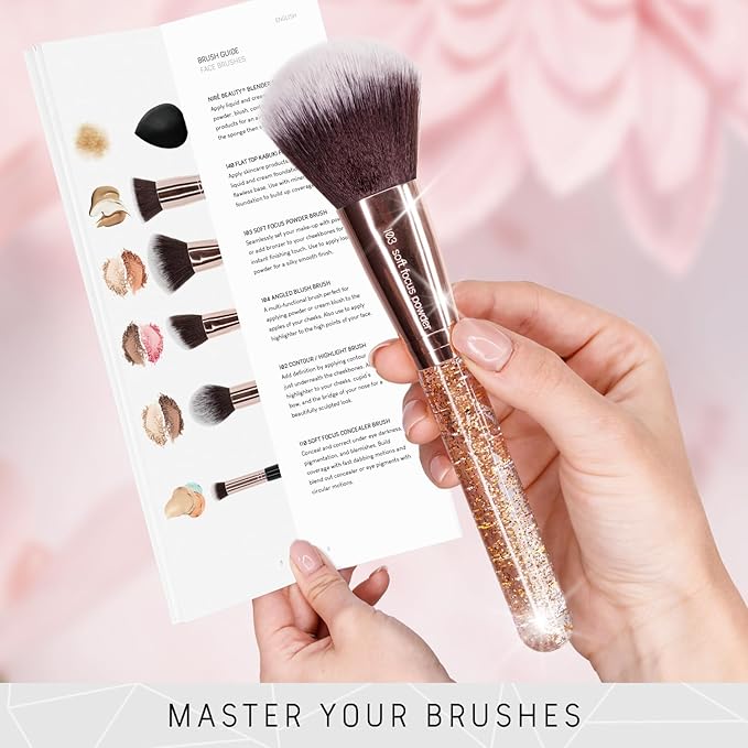 Nir? Beauty 15piece Award Winning Glitter Makeup Brushes: Cute Makeup Brushes Set with Case Beauty Blender Cleaner Guide Gift Box