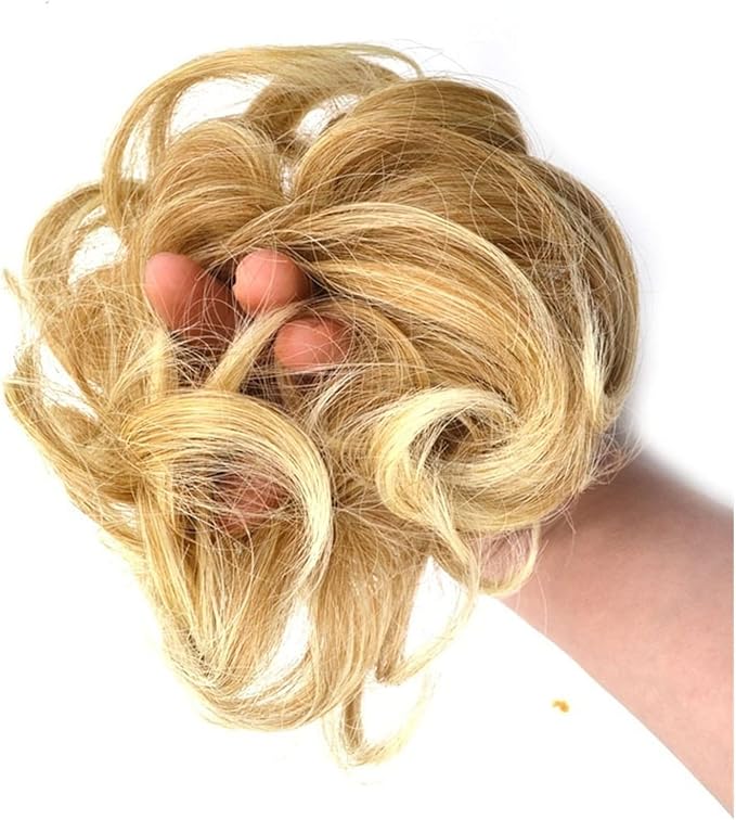 Hair Bun 1 Pack Messy Bun Hair Hoops Ponytail Hair Extensions Synthetic Donut Hair Bun Curly Wavy Hair Bun Wigs for Women Hair Bun Piece(2)