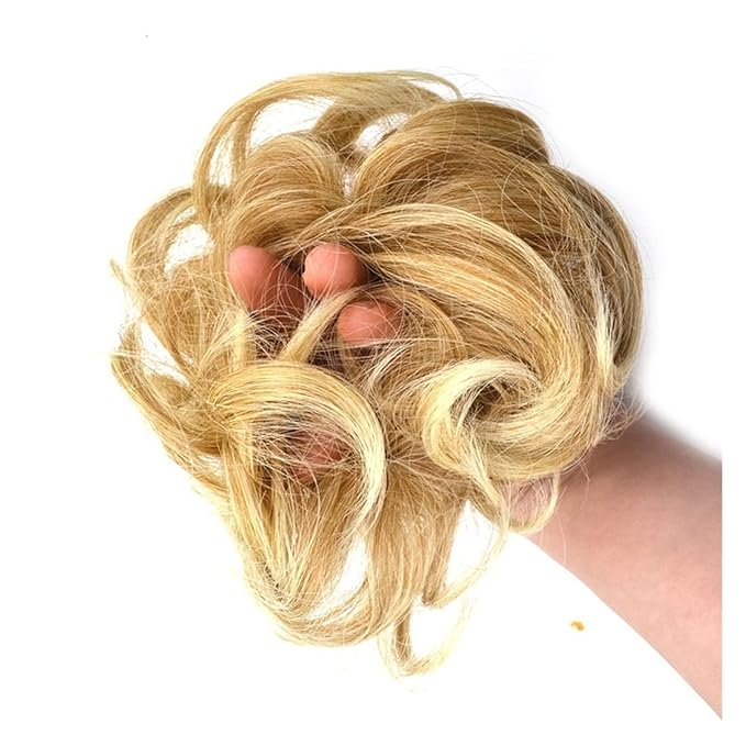 EARSHOT Hair Buns Hair Piece 1 Pack Messy Bun Hair Hoops Ponytail Hair Extensions Synthetic Donut Hair Bun Curly Wavy Hair Bun Wigs for Women Hair Accessories For Girls (Color : 27H613)