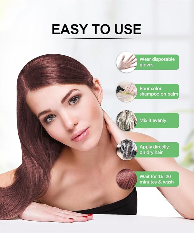 Herbishh Hair Color Shampoo (Grape Red) - Magic Hair Dye for Gray Hair - Ammonia-Free 3-in-1 Shampoo Conditioner - Lasts 2-3 Weeks 500 ml
