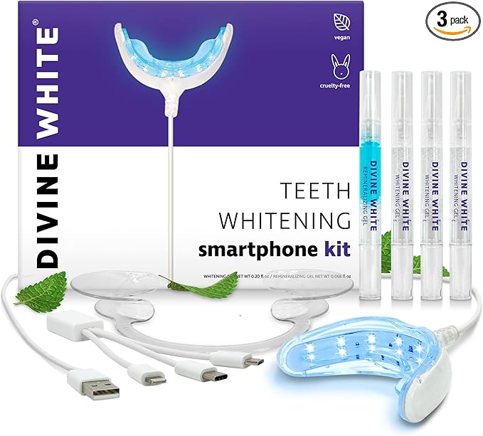 Professional Teeth Whitening Kit LED Accelerator Light 36% Carbamide Peroxide Teeth Whitening Gel 20 Whitening Treatments Remineralizing Gel USA-Made Gels