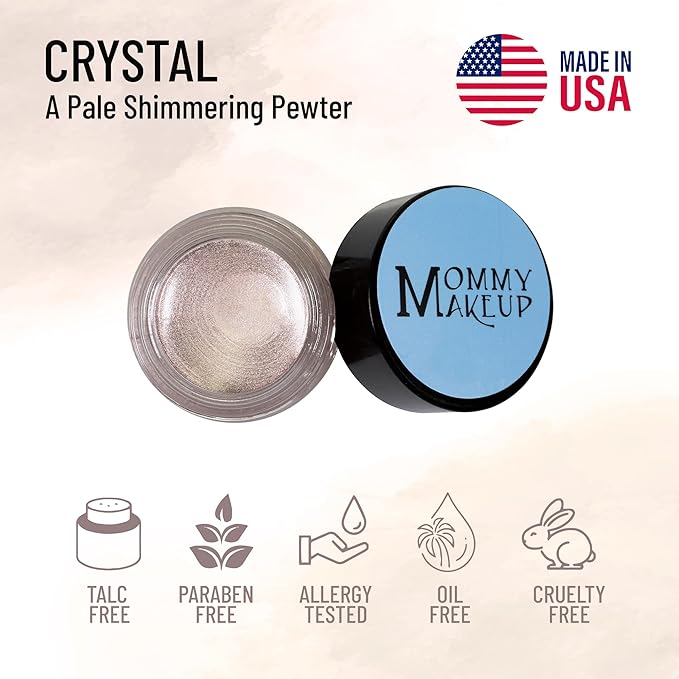Mommy Makeup Any Wear Creme Eyeshadow - Waterproof Crease-Proof Long Lasting High Pigment Oil-free - Cream to Powder for Eyes Cheeks &amp Lips (Crystal)