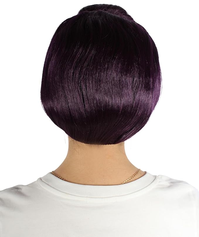 Women's Premium Bun Wig - Adjustable Capless Hair extensions with Realistic Synthetic Fibers - Multi-Color Elegant Bun Hairpiece for Halloween Cosplay and Everyday Wear Dark Purple
