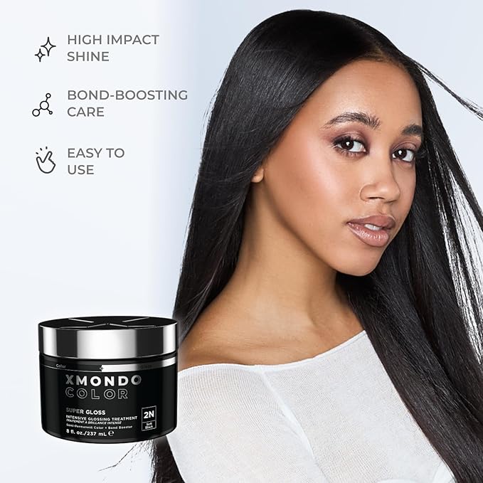XMONDO Color Soft Black Color Depositing Mask &amp Semi-Permanent Hair Dye Super Gloss Infused with Bond Boosters for Nourishment Revitalize &amp Repair Vegan Formula 8 Fl Oz