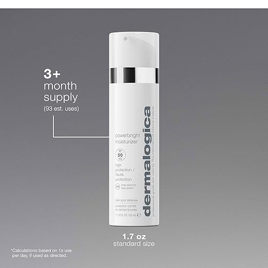 Dermalogica Powerbright Moisturizer SPF 50 Facial Sunscreen Shields Skin Against Dark Spots with Niacinamide &amp Hyaluronic Acid 1.7 Fl Oz