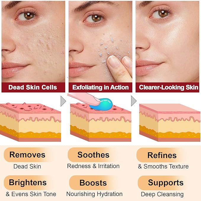 Black Rice Exfoliant+Rice Ampoule ExfoliantExfoliating Face Scrub &amp Body Scrub Dead Skin Cells Blackheads Remover For All Skin Types Korean Skin Care 100ml