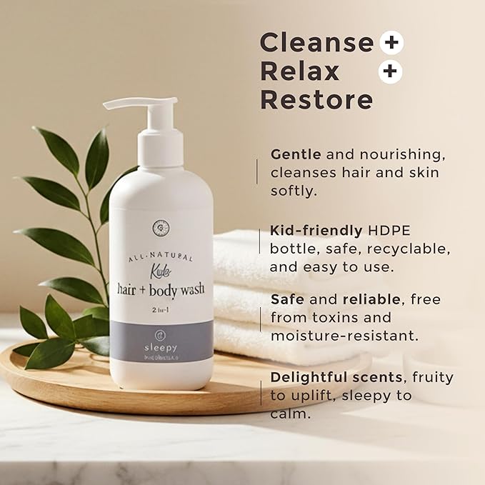 Rowe Casa Organics 2-in-1 Kids Hair &amp Body Wash with Therapeutic Essential Oils ? Fruity Kids Shampoo &amp Body Wash with Sweet Bright &amp Uplifting Scent ? 16 Fl. Oz