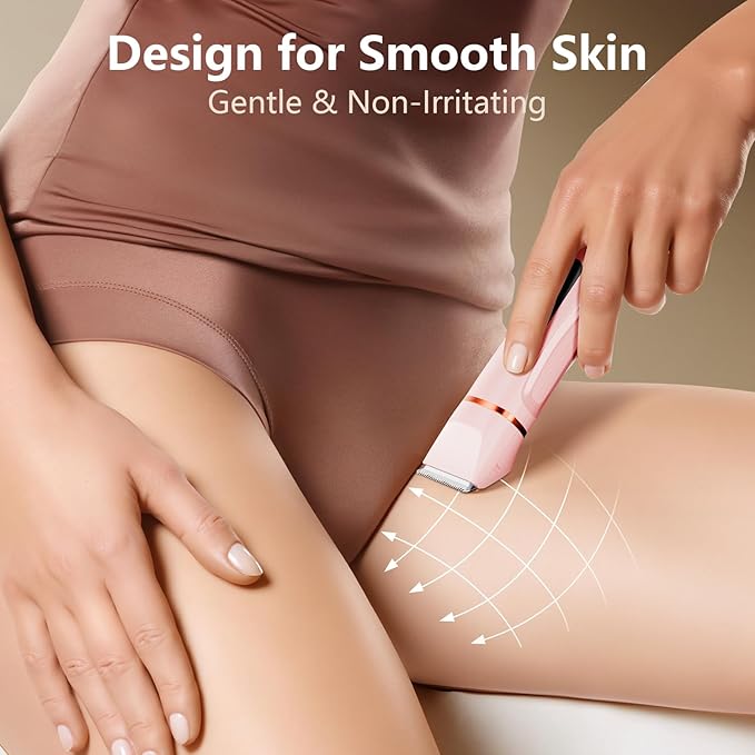Bikini Trimmer for Women - Painless Waterproof Electric Razor Remover Foil Shaver for Leg Body Armpit &amp Facial Hair Cordless with Ceramic BladeUSB Charging Dock Travel Size Gifts for Her Pi