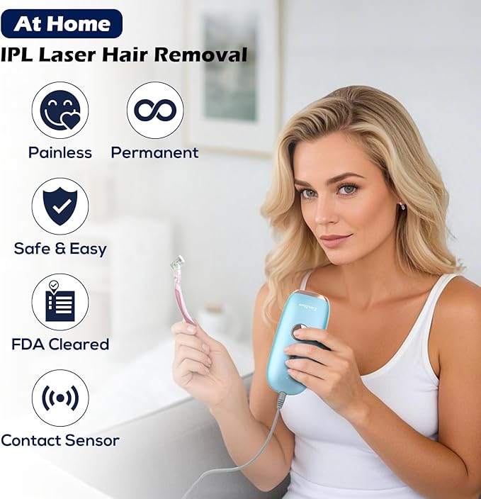IPL Hair Removal Whole Body Hair Removal for Men and Women at Home Pain-Free &amp Long-Lasting for Body &amp Face Hair Removal Effective in 2 Weeks with Ultra-Fast 0.2S Light Emission(Blue)