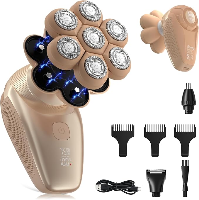 3-in-1 Electric Razor for Women?™s Legs &amp Bald Head IPX7 Waterproof Wet/Dry Grooming Kit with 7D Magnetic Blade 120-Min Type-C Rechargeable Razor Ideal Holiday Gift Mocha