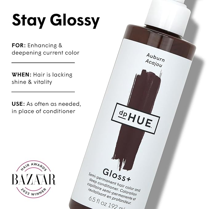 dpHUE Gloss+ Auburn - 6.5 oz (8-12 Applications) - Semi-Permanent Hair Color &amp Conditioner - Lasts Up to Eight Washes - Paraben SLS &amp SLES Sulfate Free - Vegan Leaping Bunny Certified