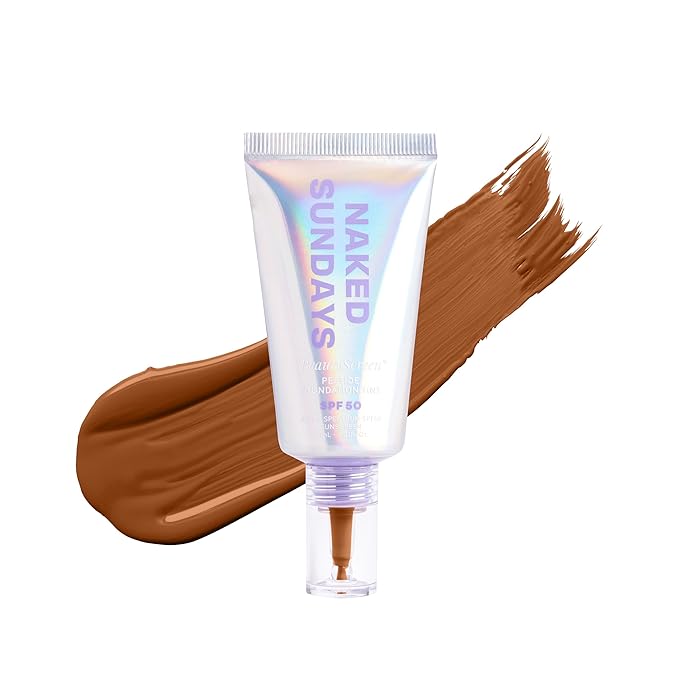 Naked Sundays BeautyScreen??SPF 50 Mineral Peptide Foundation Tint ? 2-in-1 Skin Tint &amp Mineral Sunscreen | Radiant Buildable Coverage Acne-Safe Infused with Peptides (8 Golden Mahogany 1.01 o