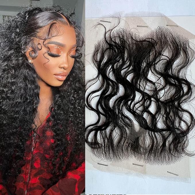HD Lace Baby Hair for Edges Only Transparent Lace Fluff Hair Strips Brazilian Virgin Human Hair Edges Curly Reusable Meadow Hair 4 Pcs