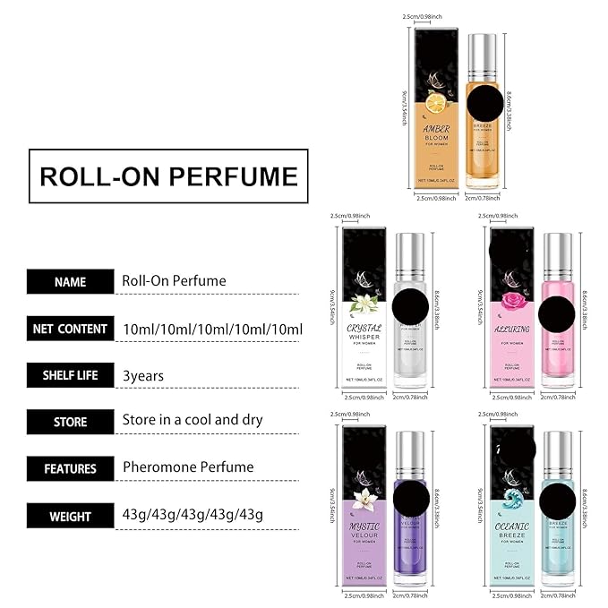 Orange Scented Roll-On Perfume - Natural Long-Lasting &amp Refreshing Fragrance For Daily Wear Couples Dates(2PCS)