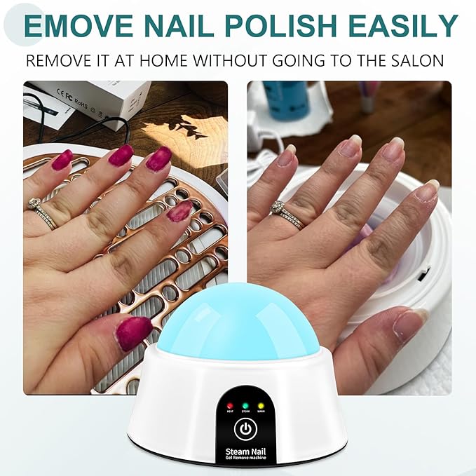 Nail Soaking Bowl Electric Soak off Bowl Manicure Soaker Nail Polish Remover Machine with Color Cuticle Nail Pusher for Gel Polish Acrylic Nails Dip Powder Removal Blue