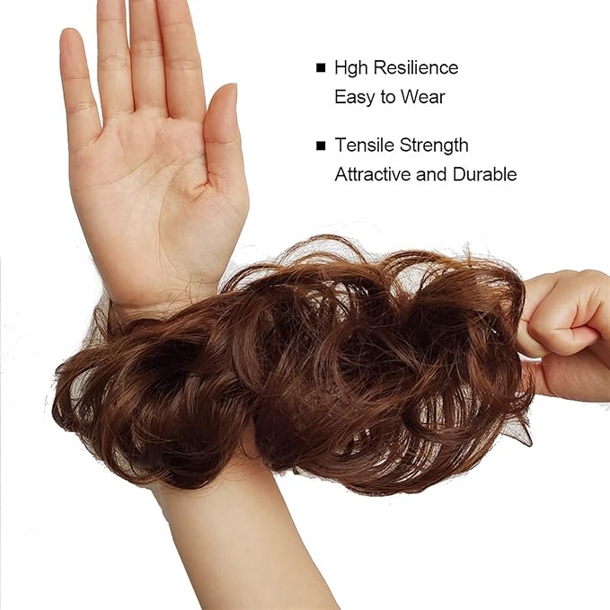 FRANCES Fake Hair Bun 1 Pack Synthetic Donut Bun Messy Bun Hair Slices Curly Wavy Headbands Women Bun Wig Synthetic Wig Hair Extensions Hair Accessories (Color : 8)