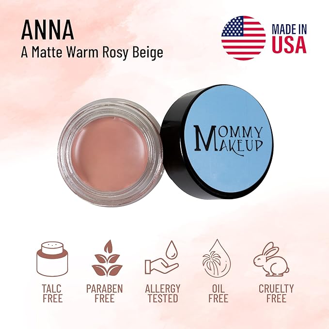 Mommy Makeup Any Wear Creme Eyeshadow - Waterproof Crease-Proof Long Lasting High Pigment Oil-free - Cream to Powder for Eyes Cheeks &amp Lips (Anna)