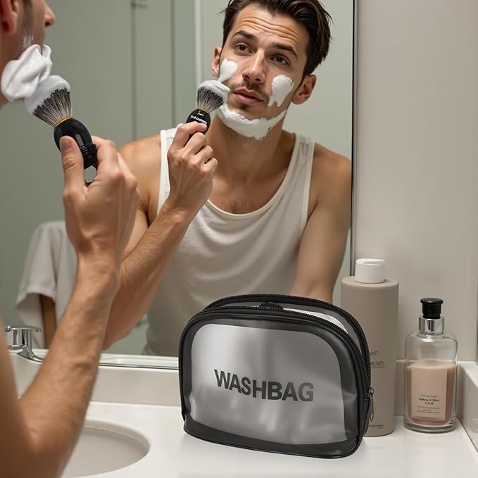 Travel Shaving Brushes Kit For Men 5 In 1 Shaving Brush Set With Badger Hair Shave Brush Shaving Brush Travel Case Shaving Cream Foldable Shaving Bowl and Washbag For Trip Holiday