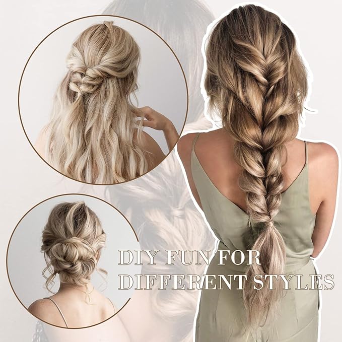 REECHO Hair Extensions 4PCS Clip in Hair Extensions HE001 Natural Soft Synthetic Hairpieces for Women (20 Inch-200 Gram (Pack of 4) Ash Brown with Platium Highlights)