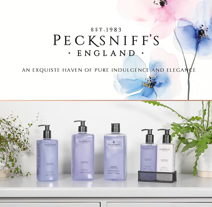 Pecksniff's Handwash Soap and Lotion Set Stress Reducing Aromotherapy Cleanser That Leaves Hands Soft and Lightly Scented (Lavender and White Tea Black Caddy)
