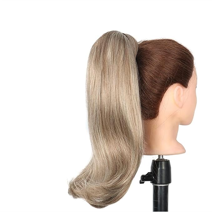 FRANCES Fake Hair Bun 18 Inch Synthetic Straight Ponytail Hair Extensions Wig Bun Wrap Ponytail Barrette Clips for Women Hair Accessories Hair Accessories (Color : P1B/613)